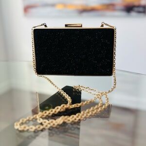 Hard Convertible Clutch with Black Beaded Sequins